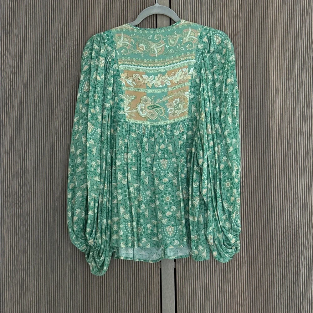 Spell & The Gypsy Collective Emerald Madame Peacock Floral Boho Blouse - Picture 8 of 8